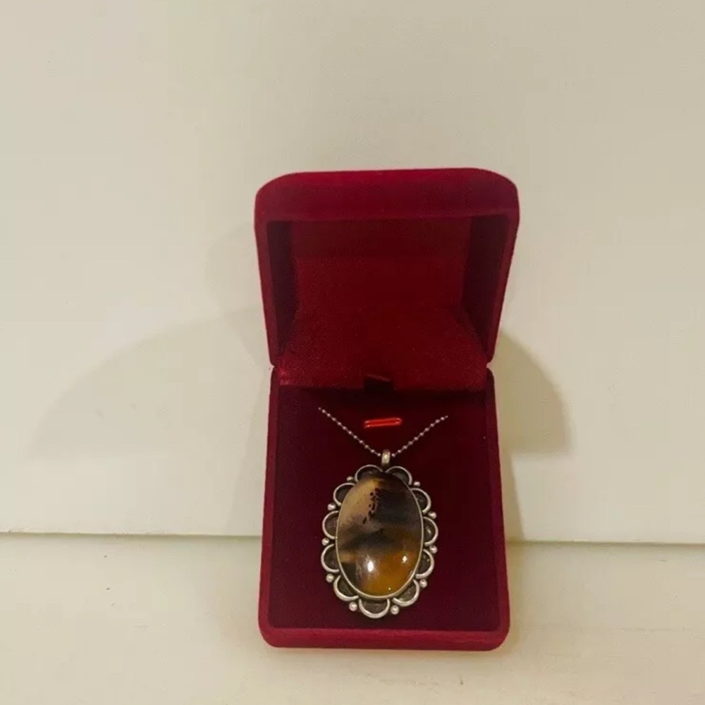 Montana Moss Agate 925 Sterling Silver Pendant Necklace 30" - Picture 9 of 9
